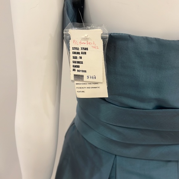 Sample NWT Dessy bridesmaid size 10 in Glacier (Teal)- Silk Shantung- Pristine - Picture 5 of 6